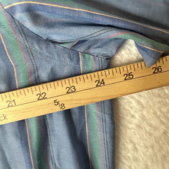 Wrangler Mens Cowboy Cut Western Pearl Snap Striped 17x34 Xtra Long Tails Blue - Picture 6 of 7